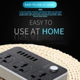 thumbnail image 4 of Universal Power Strip Enchufe de cable de extensión de escritorio para teléfono de oficina en casa Enchufe de EE. UU. De 3 pines 6 USB Vogacara HA002567-00, 4 of 6