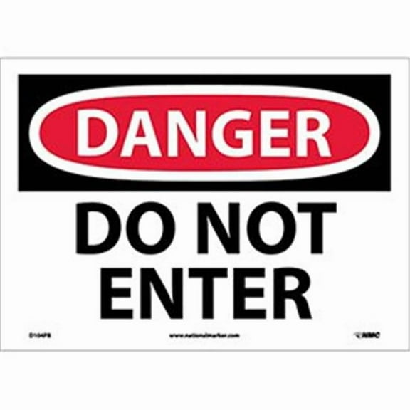 National Marker D104PB Danger Do Not Enter Safety Signs, Vinyl - 10 x 14 in. - White, Black & Red