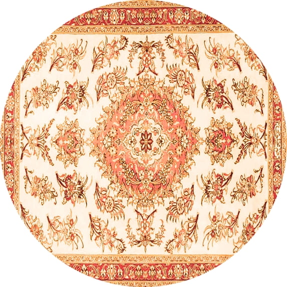 Ahgly Company Indoor Round Medallion Orange Traditional Area Rugs, 8' Round