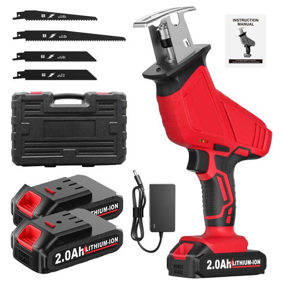 Reciprocating Saw Cordless, 0-3500 SPM Variable Speed, 21V Brushless Reciprocating Saws with 4 Saw Blades, 2.0Ah Batteries & Charger, LED Light, Tool-Free Blade Change, Portable Reciprocating Saw