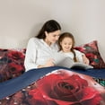 thumbnail image 4 of Homewish Dreamy Red Rose 7 Pieces Bedding Comforter Set,Romantic Floral Flower Full Bedding Set,Cyan Butterfly Fitted Sheet Flat Sheet For Girls Kids,Breathable Home Decor Reversible, 4 of 8
