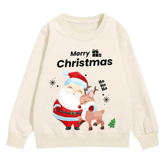 GZEFJRQM Matching Family Christmas Sweatshirts Christmas Tops Tshirt for Girls Girls' Tops Girls Size 12 Tops Kids Clothes Girls 10-12 Girls Clothes