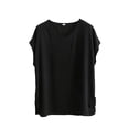 thumbnail image 2 of QSXADF Womens Pajama Tops Sleep Shirts For Women Solid Cotton Ruched V Neck Short Sleeve Loose Tee Women Summer Home Sleepwear Ladies Loungewear, 2 of 5