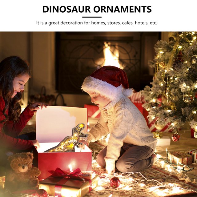 Decoración de arte de pared de madera 3D Iluminado DIY Decoraciones de estantes LED - Estatuas de dinosaurios