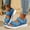 Blue, variant on Women's Flat Sandals Jute Rope Floral Embellishment Toe Post Beach Comfort Slides Summer Vacation Slippers