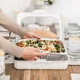 thumbnail image 2 of Plastic Aluminum Foil Tray (with Lid) - Flip-Top Tray - Portable Casserole Dish, Stackable Plastic Aluminum Foil Tray Holder for Home & Travel, 2 of 9