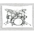 thumbnail image 1 of Rock Music Tapestry, Doodle Drawing Sketch Style Drummer Musical Inspirations Monochrome Arrangement, Wall Hanging for Bedroom Living Room Dorm Decor, 80W X 60L Inches, Black White, by Ambesonne, 1 of 2