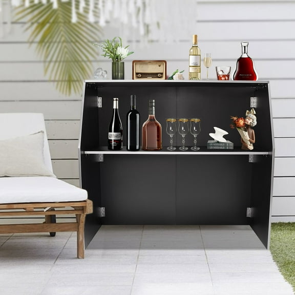 Foldable Bar Table, Commercial Portable Event Bar Portable Event Bar Mobile Bartender Station for Parties, Picnics, Barbecues, Catering, Trade Shows