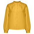 thumbnail image 6 of QLEICOM Womens Button Down V Neck Shirts, Long Sleeve Roll Up Cuffed Sleeve Casual Work Plain Blouse Tops, Classic Chiffon Loose Fit Work Shirt Tops with Pockets Yellow L, 6 of 6
