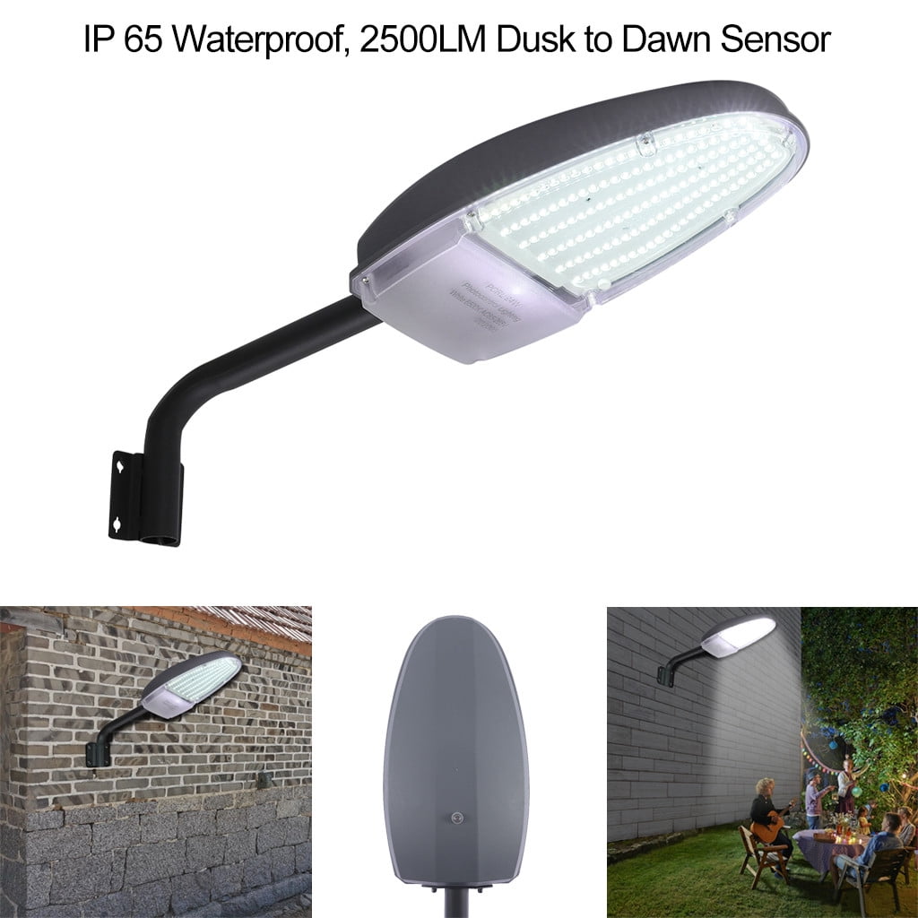 Outdoor LED Street Light 2500LM Dusk to Dawn Sensor Waterproof Security Lighting 