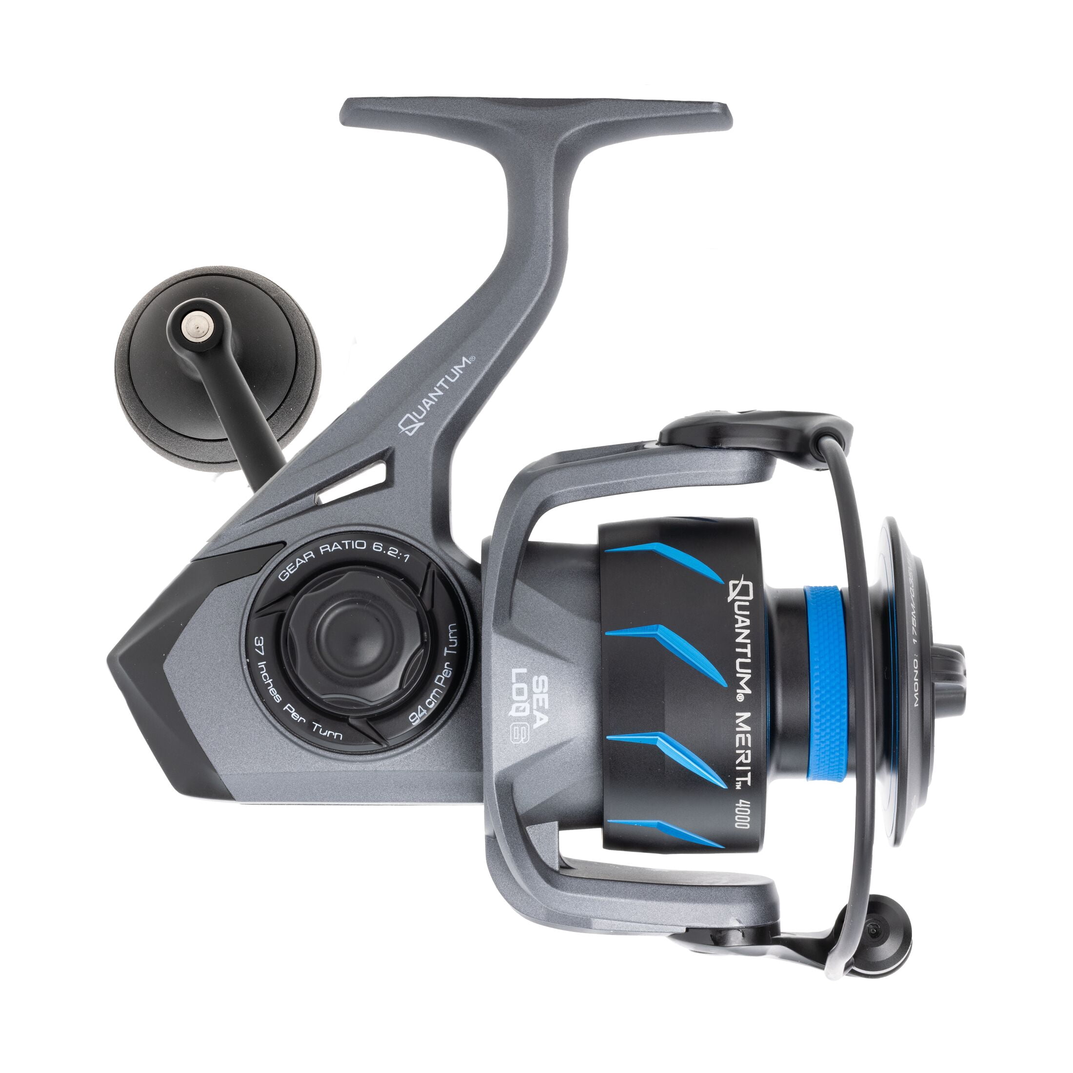 Quantum Merit Spinning Fishing Reel, Size 4000, 6.2:1 Gear Ratio, 4+1 Bearings (Clam Packaging)