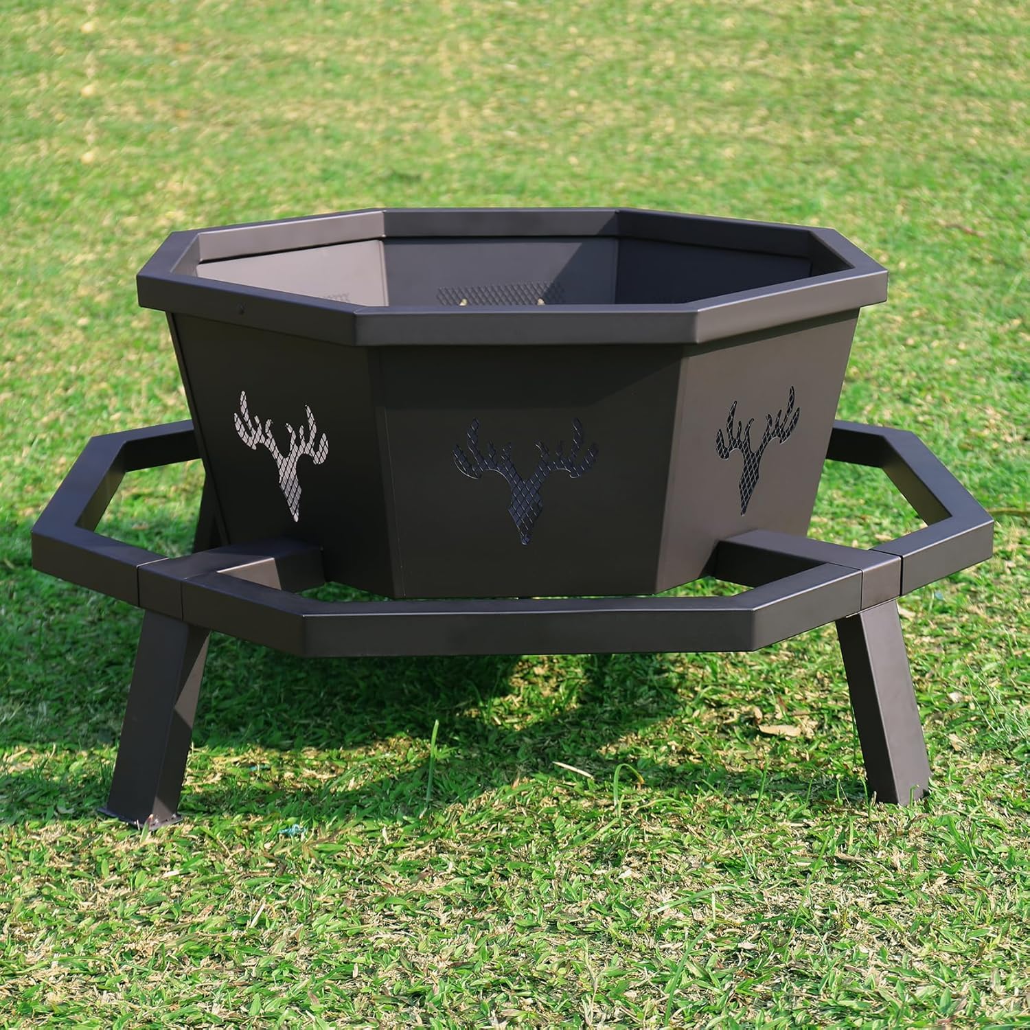 Meteorleg 35 Inch Octagonal Fire Pit,Outdoor Fire Pit,Wood Burning Firepit,Bonfire Fire Pit,Firepits for Outside,Camping, Backyard, Patio,Bonfire