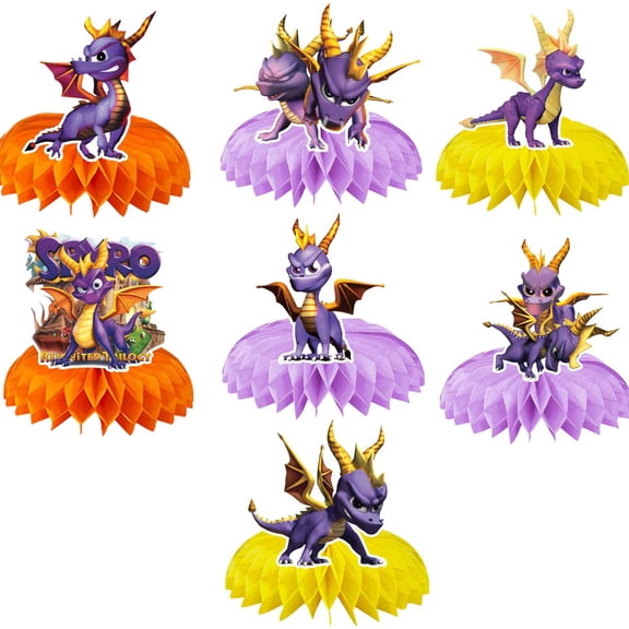 Spyro the dragon Honeycomb Centerpieces Table Toppers Decorations for Birthday Party Decor Supplies