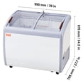 thumbnail image 6 of VEVOR Commercial Ice Cream Display Case, 9.3 Cu.ft Chest Freezer, Mobile Glass Top Deep Freezer, Restaurant Gelato Dipping Cabinet with 3 Wire Baskets, 2 Sliding Glass Doors, Locking Casters, White, 6 of 10