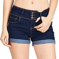 thumbnail image 2 of vigerkar Women Casual Summer Mid Waist Stretchy Denim Jean Shorts Junior Short Jeans (Navy, M), 2 of 9