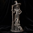 thumbnail image 6 of Magical Witch Resin Figurine Vintage Silver Gothic Tabletop Statue With Broom Cat Moon Pentacle Accents For Shelf TV Stand Office Indoor Halloween Home Decor.A, 6 of 7