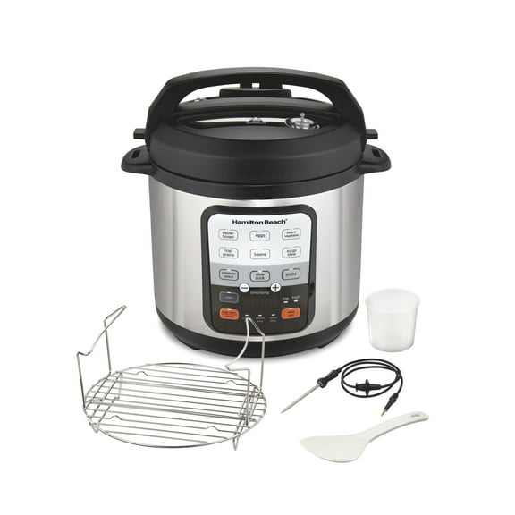Hamilton Beach 6 Quart 6-in-1 Pressure Cooker, Multi-Cooker, Slow Cooker, Steamer, Sauté, Rice Cooker, & More