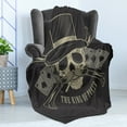 thumbnail image 4 of Poker Soft Flannel Fleece Blanket, Smoking Skull Retro Hat and Playing Cards on Background with King Message Design, Cozy Plush for Indoor and Outdoor Use, 70" x 90", Dark Grey Dusk, by Ambesonne, 4 of 5