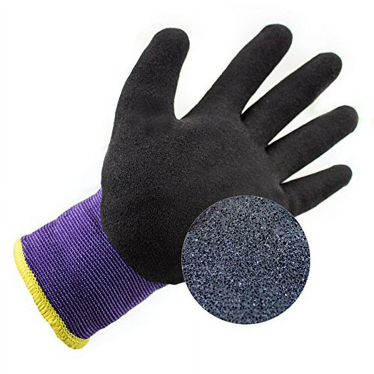 Better Grip Winter Insulated Double Lining Rubber Coated Work Gloves, 3  pairs/pack, Purple/Extra Large 