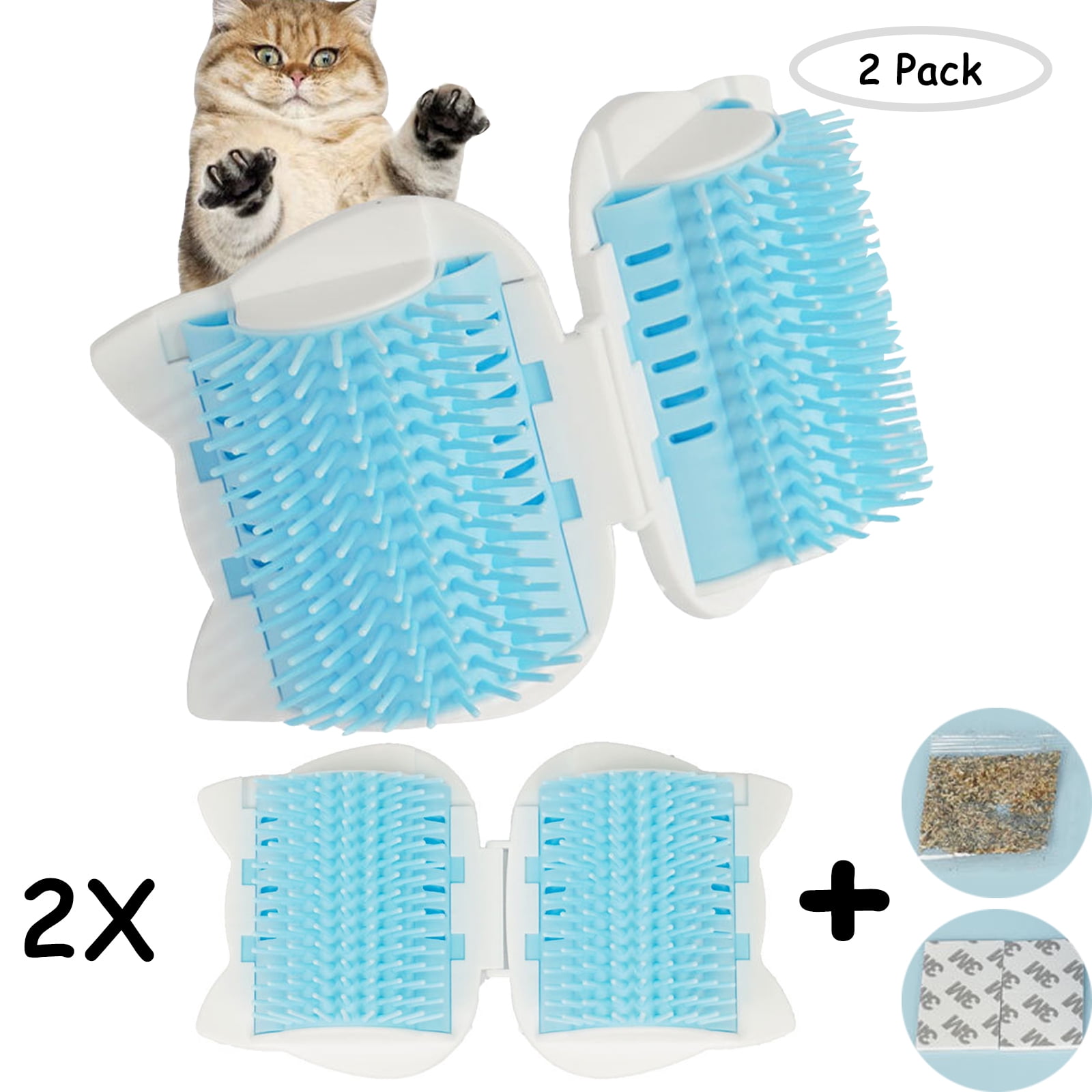 FunChaos 2 Pcs Cat Self Groomers with Catnip, Cat Corner Scratcher for