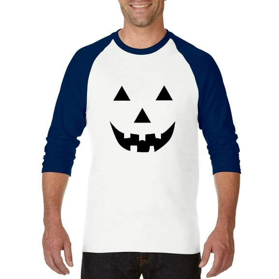 Artix - Mens Raglan Sleeve Baseball T-Shirts - Halloween Costume Pumpkin Face