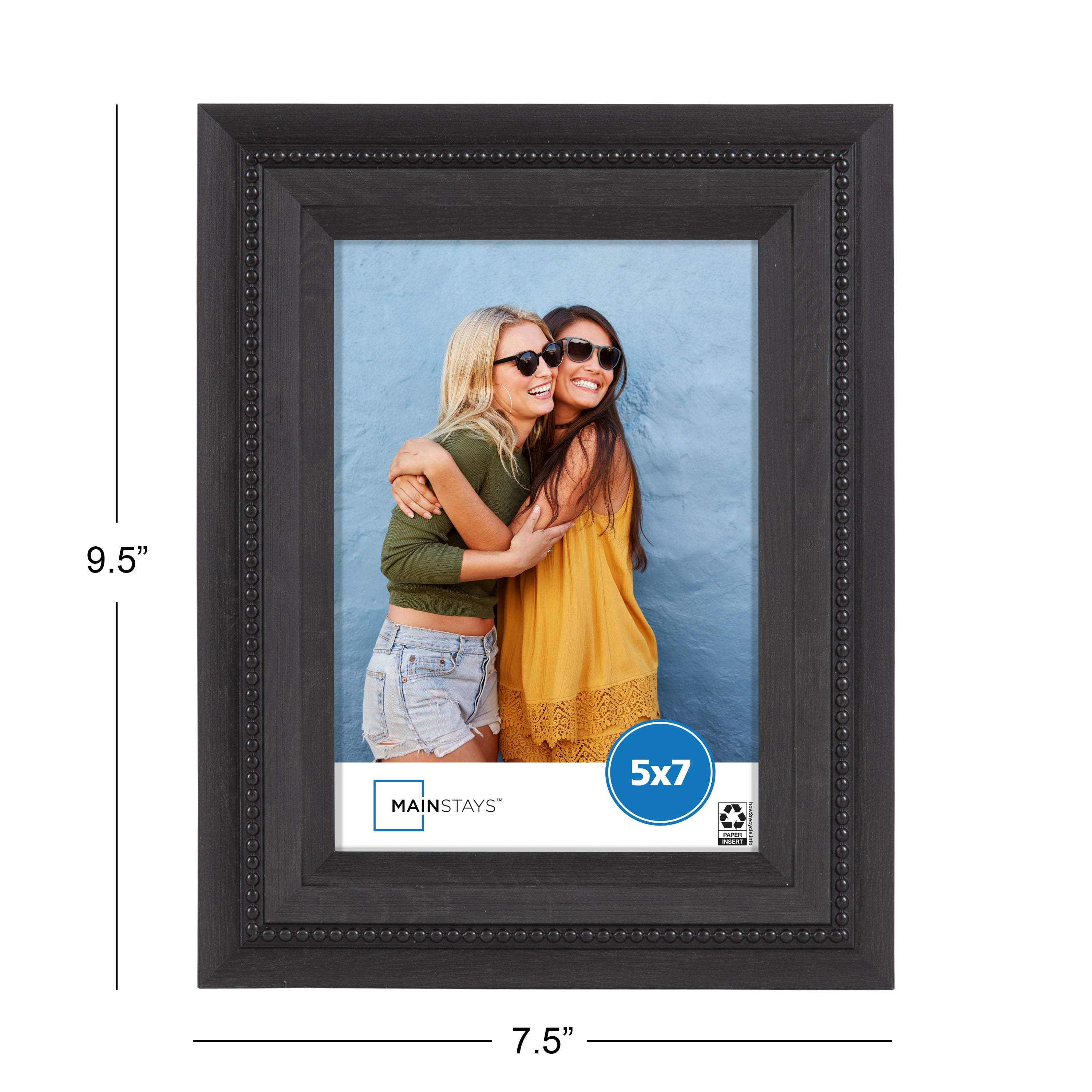Mainstays – 5x7 Picture Frame – Black Beaded Tabletop Photo Frame