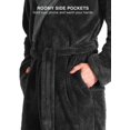 thumbnail image 3 of Men's Hooded Fleece Plush Soft Shu Velveteen Robe Full Length Long Bathrobe, 3 of 6