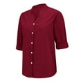 thumbnail image 6 of 2025 Women's Summer Breathable Cotton-Linen Colorblock Blouse | Collar Button-Down Casual, 6 of 9