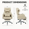 thumbnail image 6 of Office Chairs Swivel Ergonomic Office Chair, Technology Leather High Back Office Chair with Lumbar Support Headrest, Sedentary Comfortable Boss Chair, 155° Reclining Computer Chair (Color : Beige),E, 6 of 11