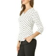 thumbnail image 4 of DARING DIVA Women's V Neck Polka Dots 3/4 Sleeve Casual Button Blouse S White, 4 of 6