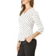 thumbnail image 4 of Blusa de mujer Inspire Chic con cuello en V, mangas 3/4, estampado de lunares y corazones, parte delantera con botones, blanca, talla 3XL, 4 of 7
