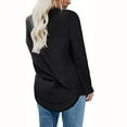 thumbnail image 6 of Fesfesfes Women Flannel Shirt Fashion Fall Winter Solid Round-Neck Pullover Long Sleeve Tops, 6 of 7