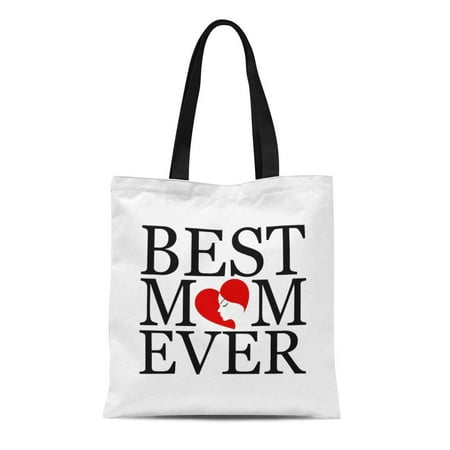 ASHLEIGH Canvas Tote Bag Red Best Mom Ever Face of Woman Forming Heart Durable Reusable Shopping Shoulder Grocery