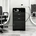 thumbnail image 5 of DreamCurship Salon Storage Cabinet, Hair Station with Wheels, 2 Tool Holders, 2 Drawers, 1 Cabinet, Salon Station Rolling Cart for Hair Stylist Beauty Spa Barbershop, Black, 5 of 7