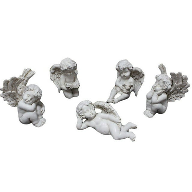 5Pcs Angel Plug-In Garden Little Girl Resin Flower Set Set Pendulum Micro Landscape Garden Statue