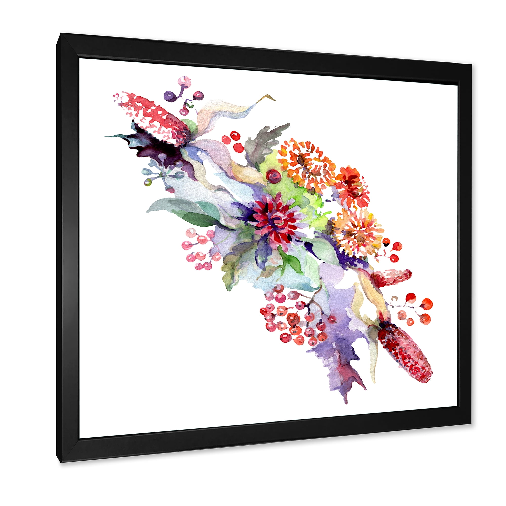 Designart 'Bouquet With Berries and Wildglowers' Traditional Framed Art Print