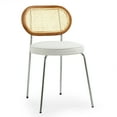 thumbnail image 2 of Glamour Home Azem 19.2" Fabric & Rattan Dining Chair in White (Set of 2), 2 of 7