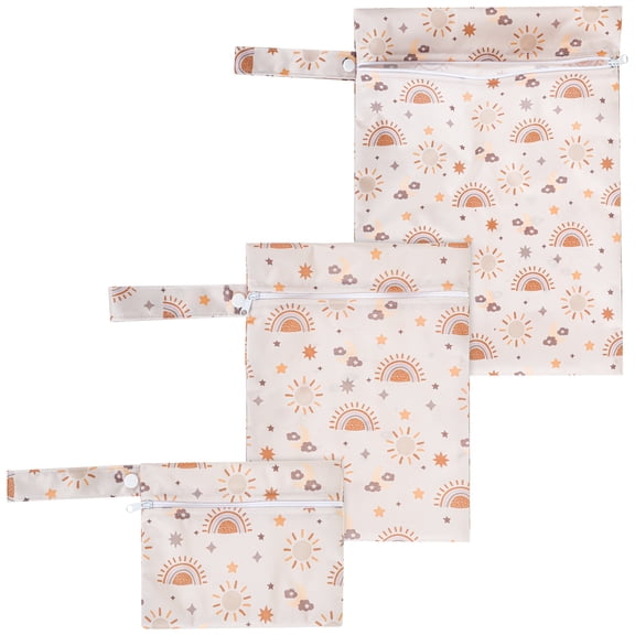 3Pcs Waterproof Wet Dry Bag Polyester Diaper Cloth Bag with Handle and Zipper Reusable Travel Toiletry Pouch for Gym Camping Travel