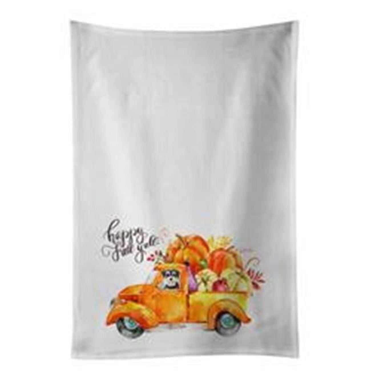 Fall Harvest Schnauzer White Kitchen Towel Set of 2 Dish Towels