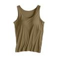 thumbnail image 4 of Sanbonepd Tank Top with Built in Bra for Women Plus Size Padded Camisole Yoga Workout Tank Tops Slim Basic Undershirt Summer Coffee, 4 of 7