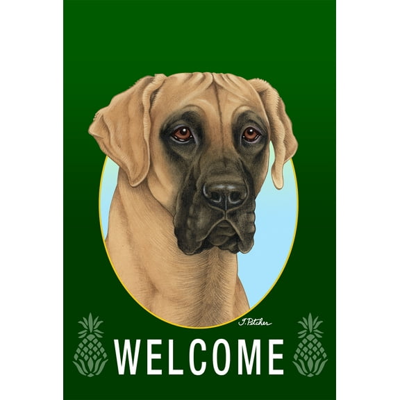 Great Dane Fawn Uncropped - Best of Breed Welcome Pineapples House Flags