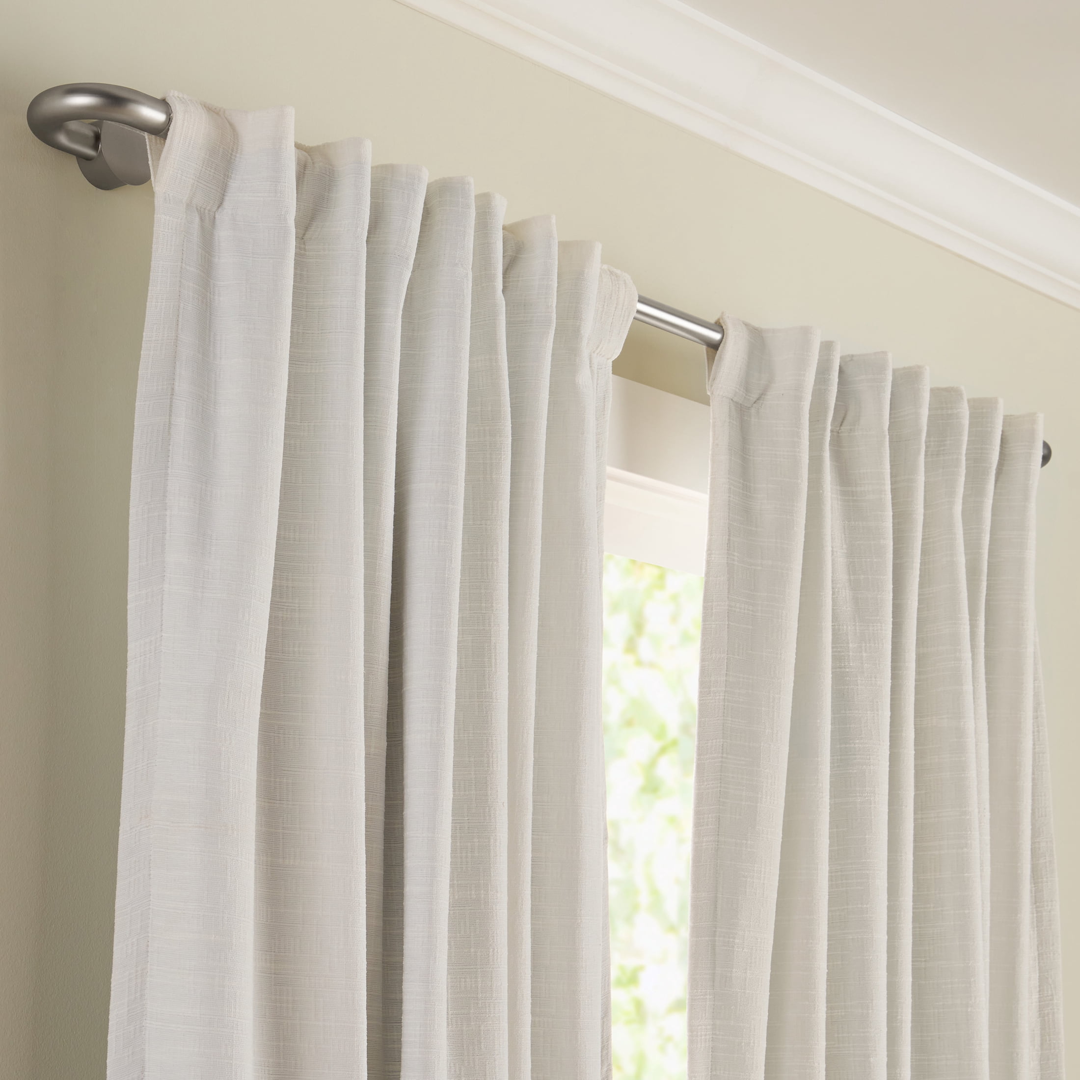 Better Homes & Gardens 1" Satin Nickel Swooping Adjustable Single Curtain Rod, 32-120"