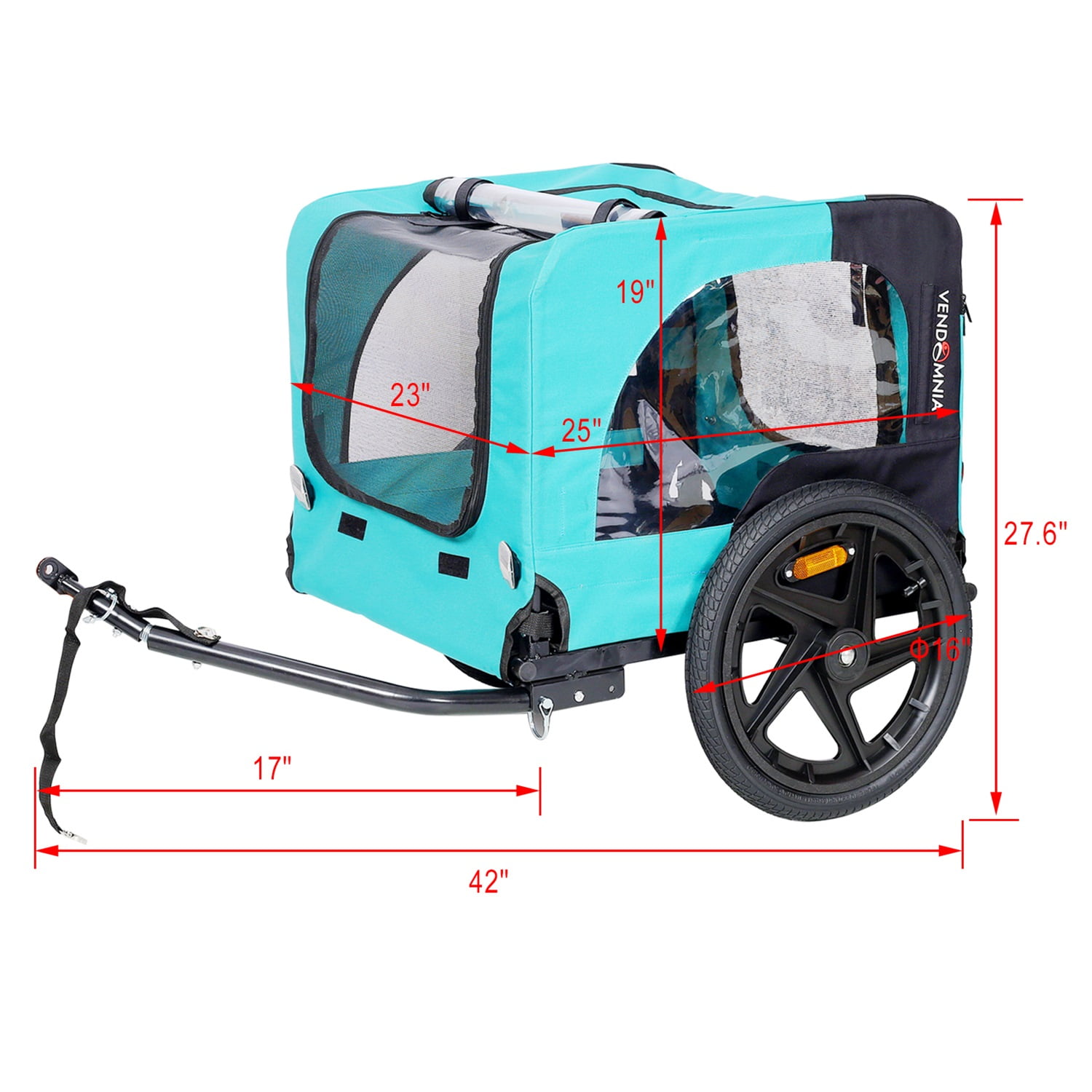 Pefilos 45" Dog Bike Trailer, Pet Stroller Bicycle Carrier w/Hitch, Suspension, Visibility Flag, air wheel Pet Bike Trailer for Dogs 66lb Weight Capacity, Light Blue Pefilos 45" Dog Bike Trailer, Pet Stroller Bicycle Carrier w/Hitch, Suspension, Visibility Flag, air wheel Pet Bike Trailer for Dogs 66lb Weight Capacity, Light Blue