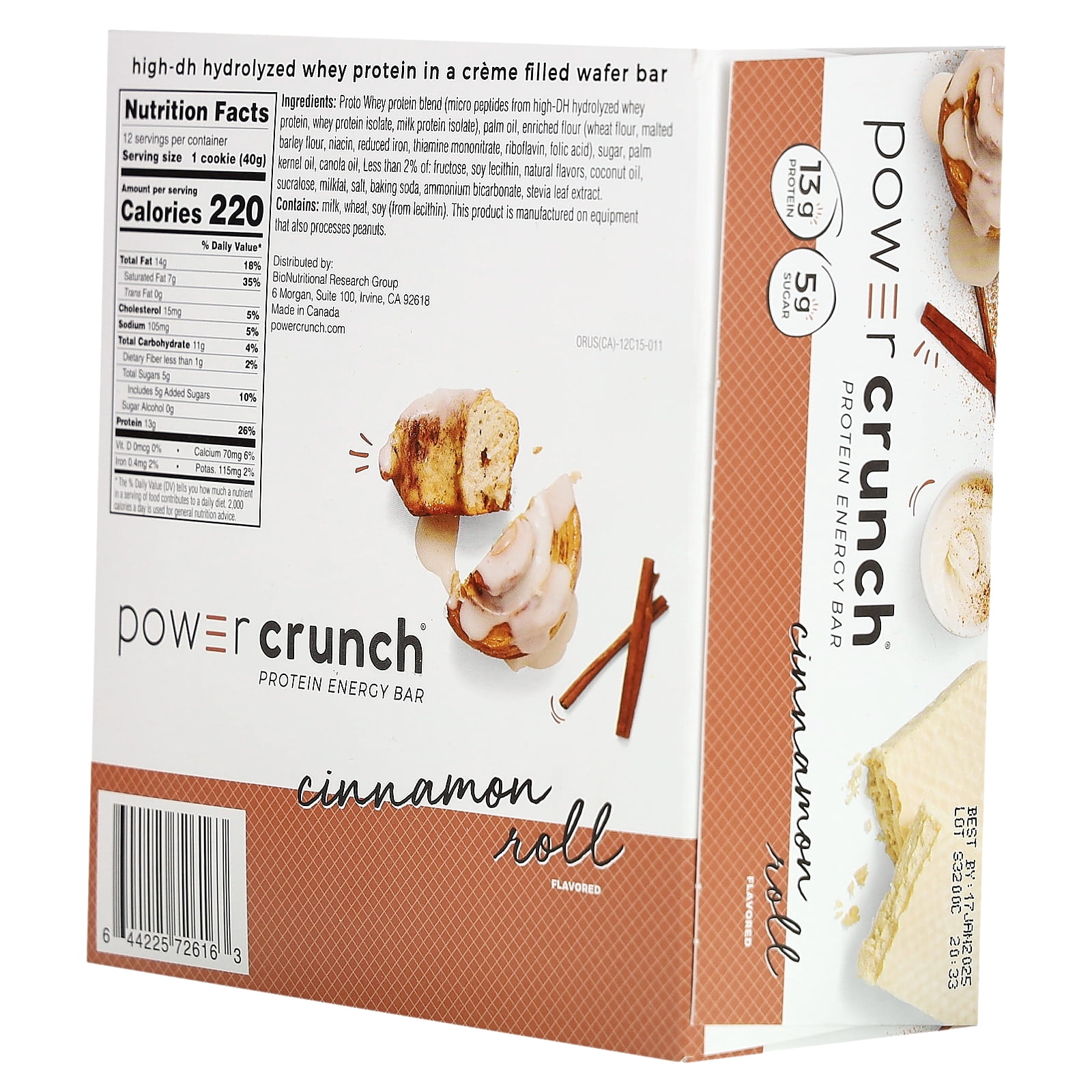 BNRG Power Crunch®, Protein Energy Bar, Cinnamon Roll, 12 Bars, 1.4 oz (40 g) Each