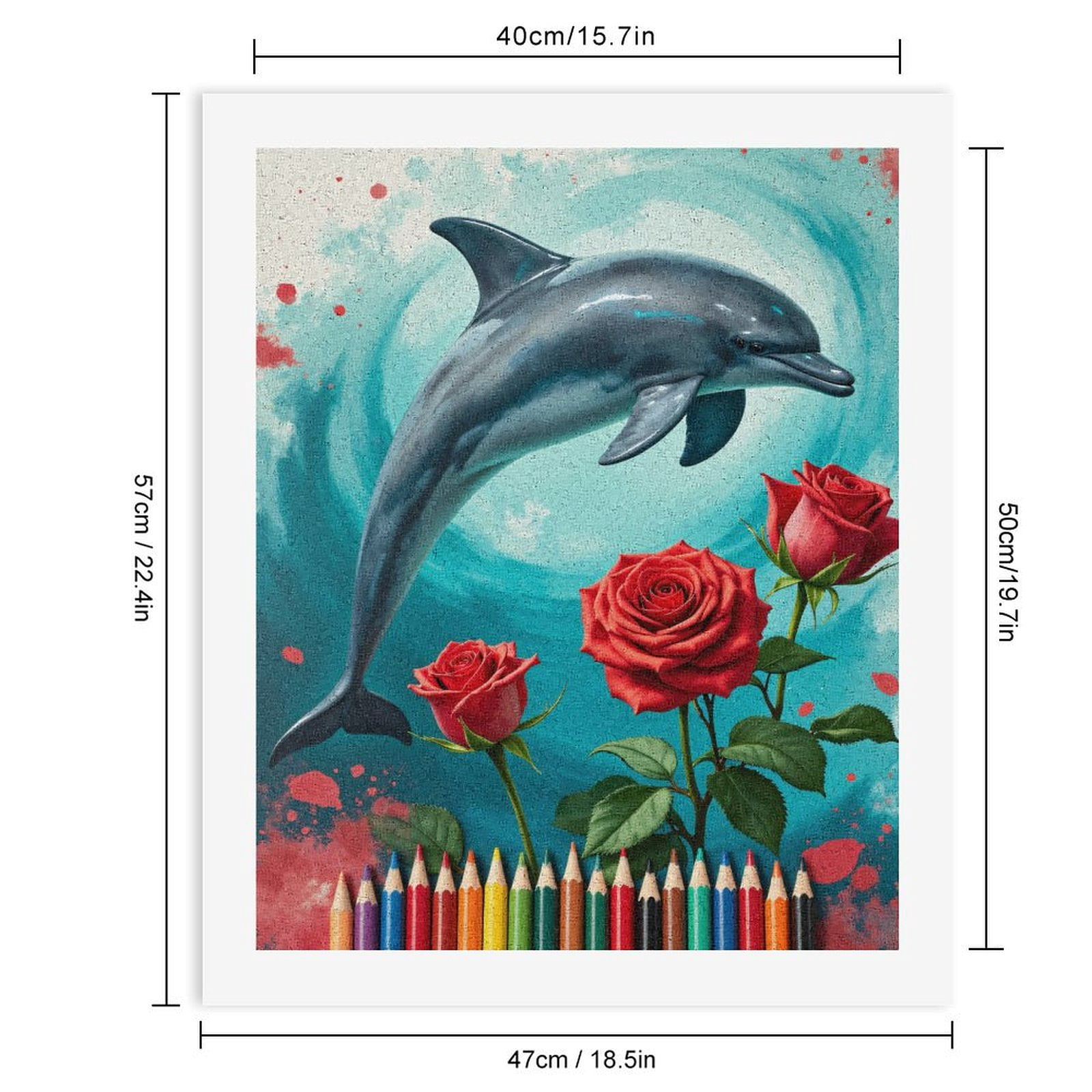Paint By Numbers Kit for Adults Beginner - DIY Dolphin Roses Colors Vivid Art Canvas Painting Kits for Adults, Frameless Paint By Number for Adults for Home Wall Decor 16x20 Inch
