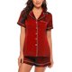 thumbnail image 3 of Conjunto de pijama sedoso de dos piezas, top de manga corta con pantalones cortos, cuello de muesca, ropa de dormir con botones, ropa de dormir para mujer, 3 of 6