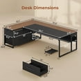 thumbnail image 2 of 71" L Shaped Executive Desk, Large Office Desk with Widen File Drawers and Power Outlets, Reversible Computer Desk Corner Desk with Storage Shelves, Walnut, 2 of 8