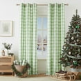 thumbnail image 6 of Flowpartex Buffalo Check Semi Sheer Curtain Panels Green and White Plaid Textured Curtains Drapery, Farmhouse Grommet Window Drapes for Living Room Bedroom, 40"Wx63"L 2 Pieces, 6 of 6