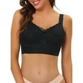 thumbnail image 4 of SOSTEN CHIC para Mujeres, Sujetador de Cobertura Completa, Tirantes Anchos, Con Corte Larga, Bralette Sin Aros, Talla C 42, Negro, 4 of 5