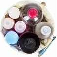 thumbnail image 4 of Travel Cosmetic Bag, Barrel Makeup Bag for Women Portable Foldable Cases Multifunctional Toiletry Bucket Bags Round Organizer Pocket Collapsible (Leav, 4 of 4